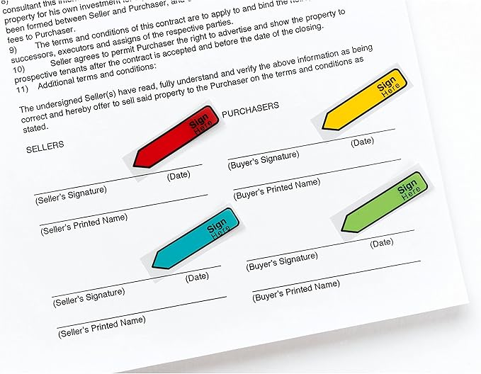 Post-it Message Flags, Sign Here, 20/Dispenser, 4 Dispensers/Pack, 0.47 in Wide, Red (684-RDSH)