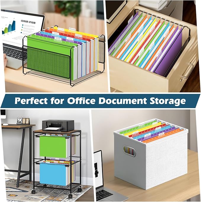 V-Opitos 72 Pack 1 Inch Expansion Hanging File Folders, Letter Size Hanging Folders with 1/5-Cut Adjustable Tab, Extra Capacity Hanging File Folders, Ideal School Classroom, Office Supplies