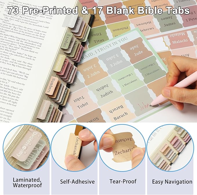 54Pcs Bible Study Supplies, Bible Journaling Kit with Pencil Case, Notebook, No Bleed Highlighters, Pens, Laminated Tabs & More, Note Taking Supplies, Valentines Day Gifts for Women, Pink