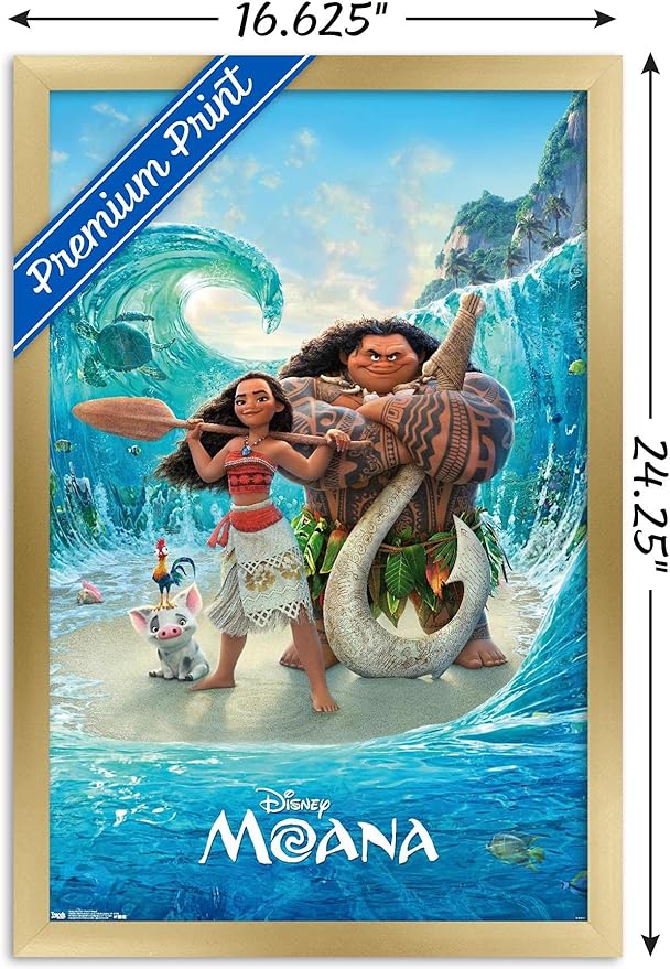 Disney Moana - Ocean Floor Wall Poster, 22.4L" x 14.7W", Gold Framed Version