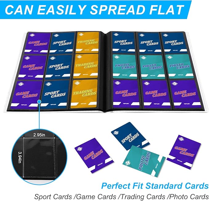 Trading Card Binder, Card Binder Album Folder Book Fit for MTG Baseball Football Sports Cards, Easy to Use Card Collection Binder (White, 360 Pockets)