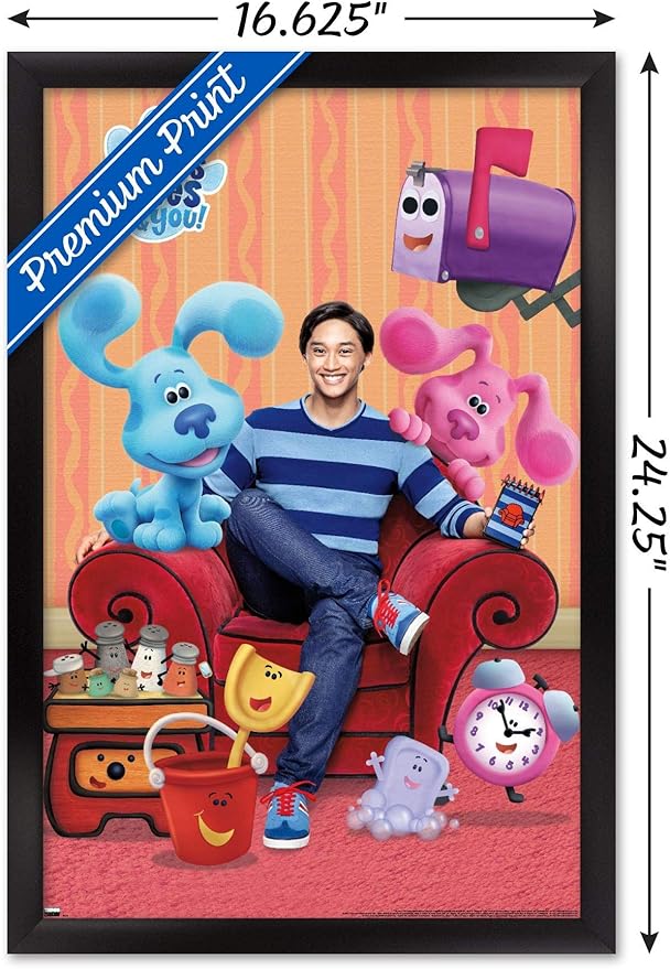 Nickelodeon Blue's Clues - Group Wall Poster, 22.4L" x 14.7W", Black Framed Version