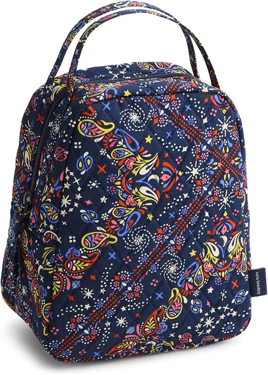 Premium Cotton Lunch Bag, Starry Paisley, One Size