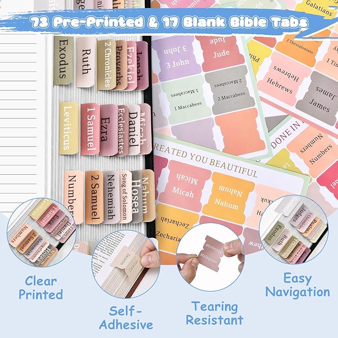 31Pcs Bible Journaling Kit, 12 Bible Highlighters, 6 Smooth Writing Pens, 90 Laminated Bible Tabs, Magnetic Bookmarks, Sticky Notes, Bible Study Supplies, Bible Study Kit for Women
