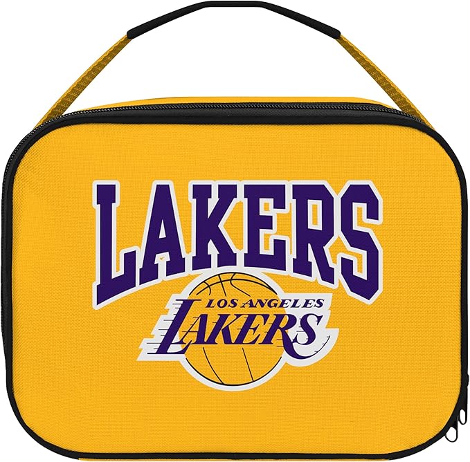 FOCO NBA Unisex-Adult Officially Licensed Wordmark Team Color Big Logo Basketball Zip Closure 7L Lunch Bag - Los Angeles Lakers