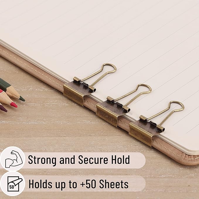 Mr. Pen- Binder Clips, Small, 50 Pack, 0.75 in, Bronze, Clips, Paper Binder Clips, Office Clips, Mini, Holds 50 Pages