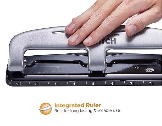 Bostitch EZ Squeeze™ Three-Hole Punch, 12-Sheet Capacity (2100)