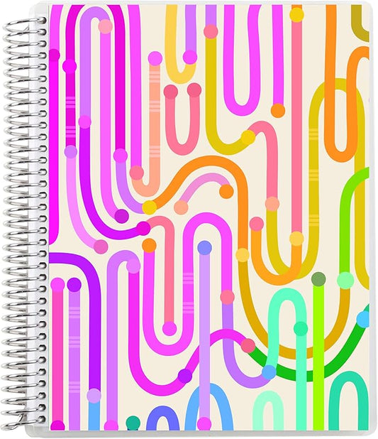 Erin Condren 7” x 9” Lined Spiral Notebook, College-Ruled Layout with 80 Lb. Paper, Journey Cover, 160 Lined Notebook Pages, Platinum Coil, Stickers Included