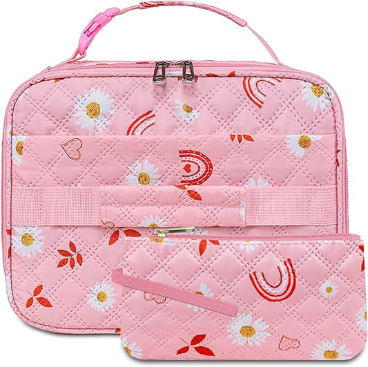 Rainbow Lunch Bag Pink for Girls Lonchera Para Niños Daisy Reusable Lunch Box with Reusable Snack Bag Back to School Lunch Kit