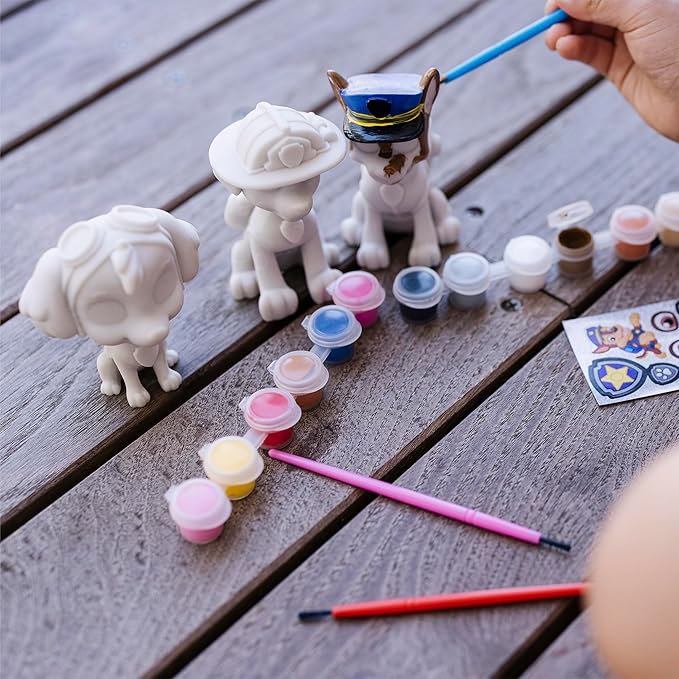 Melissa & Doug PAW Patrol Craft Kit - 3 Decorate Your Own Pup Figurines for Boys and Girls, PAW Patrol Painting Set, Activity for Birthday Parties, Ages 6+