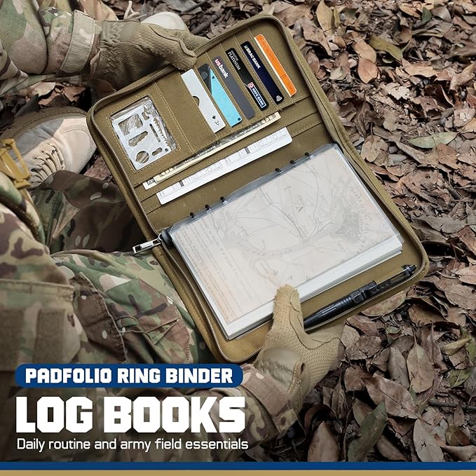 WYNEX Tactical Notebook Padfolio Ring Binder - Refillable A5 6-Ring Binder, Zip Hardcover Notebook with 80 Pages, Water-Resistant Notebook Cover for Planners, College, Office, Field, Gift