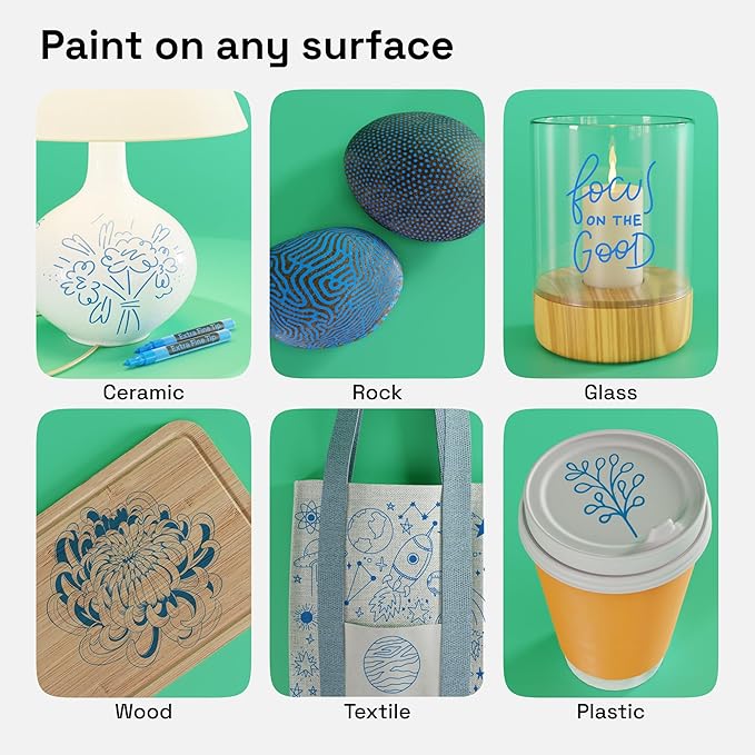 ARTISTRO 2 Blue Acrylic Paint Markers - 0.7mm Extra Fine-Tip Paint Pens - Perfect for Crafting, Art Projects, & More