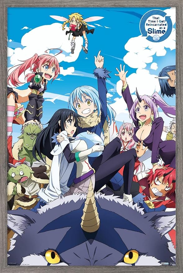 Trends International That Time I Got Reincarnated As A Slime - Group Wall Poster, 22.375" x 34", Barnwood Framed Version