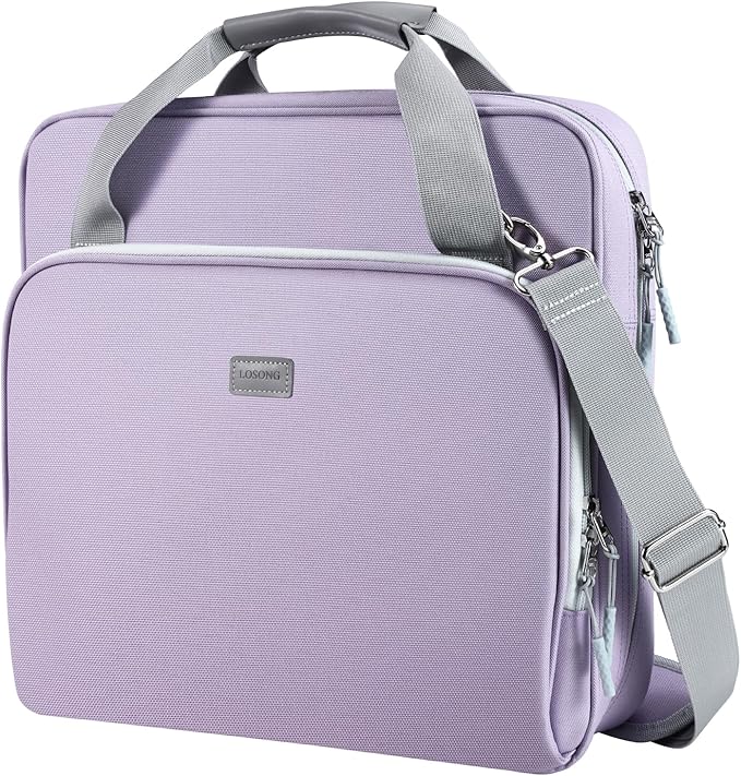 4 Inch 3 Ring Zipper Binder D-Ring, Binder with Strap 800 Sheet Capacity & Multi-Pockets School and Office Binder Organizer, Compatible with 13-Inch MacBook(Patent Design Purple)