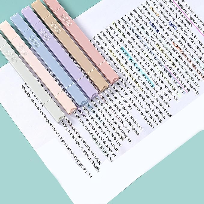 6pcs Pastel Highlighter Aesthetic Cute Highlighters Bible Highlighters No Bleed， Assorted Colors Soft Chisel Tip Marker for Diary Plan Notes