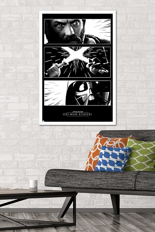 Trends International Star Wars: Obi-Wan Kenobi - Panels Wall Poster, 22.375" x 34", White Framed Version