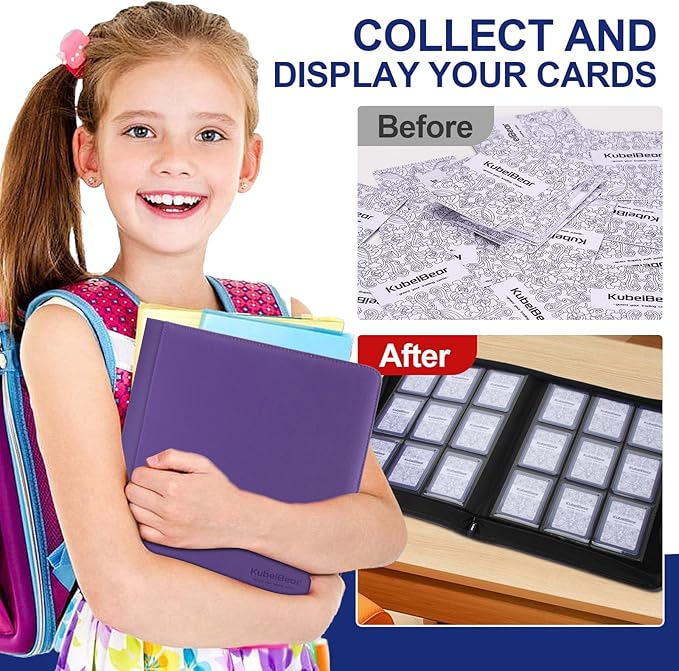 Toploader Binder – 360 Capacity, Zippered Trading Card Holder for MTG, Sports & Collectible Cards – Acid-Free, Durable & Travel-Friendly Storage (Purple dots, Toploader Binder)