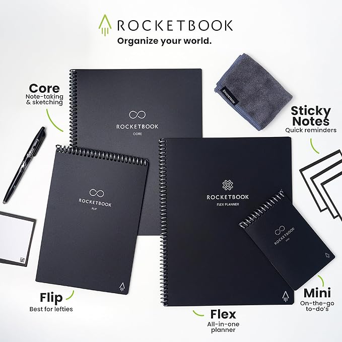 Rocketbook Flex Reusable Planner, Smart Undated, Daily, Weekly, Monthly, Annual Calendar Templates, Letter Size 8.5x11, Teal (Pack of 1)