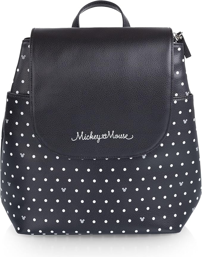 PICNIC TIME Disney Mickey Mouse Downtown Mini Cooler Backpack, Insulated Lunch Bag, Stylish Beach Bag Soft Cooler, (Black)