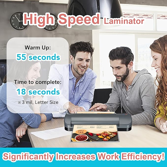 SINCHI 13-Inch Thermal Laminator & Foil Applicator, 3–10 Mil, 4-Roller, 55s Warm-Up, 18 seconds/page, Auto Shutoff, Commercial-Grade Laminating Machine with 10 Pouches for Office, School, Crafts & DIY