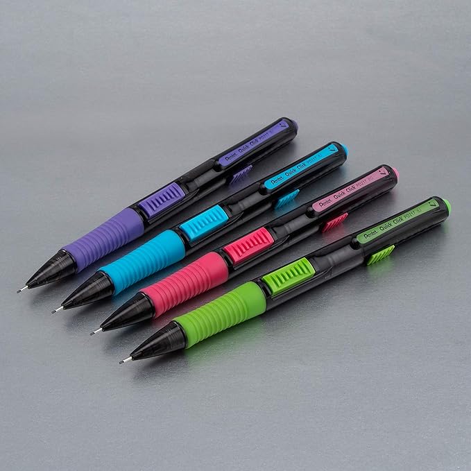Pentel Quick Click Pop Mechanical Pencil, (0.7mm), Medium, 2 Eraser Refills, Pack of 4 (PD217ALEBP4)
