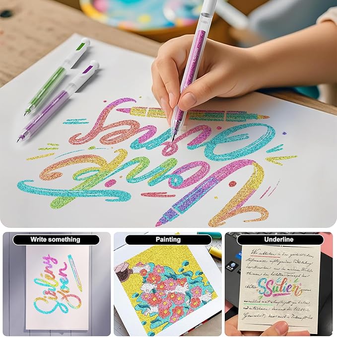 24 Colors Retractable Glitter Gel Pens, Colored Gel Pens, For Artists Coloring Books Drawing Journaling Doodling Writing