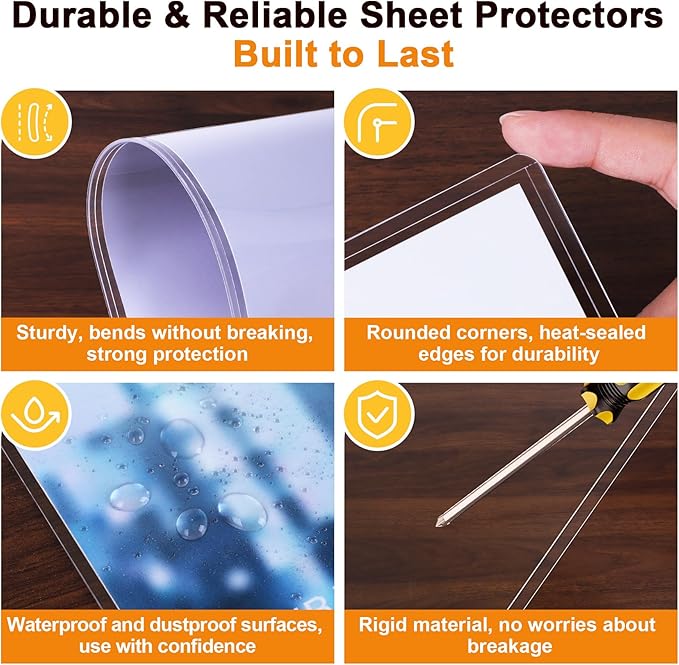 Ndsox 25 Pack 8.5" x 14" Rigid Print Protectors Clear Hard Plastic Sheet Protectors Top-Loading Rigid Menu Covers for Legal Size Paper, Documents, Photo, Posters, Prints, Artworks, Birth Certificates