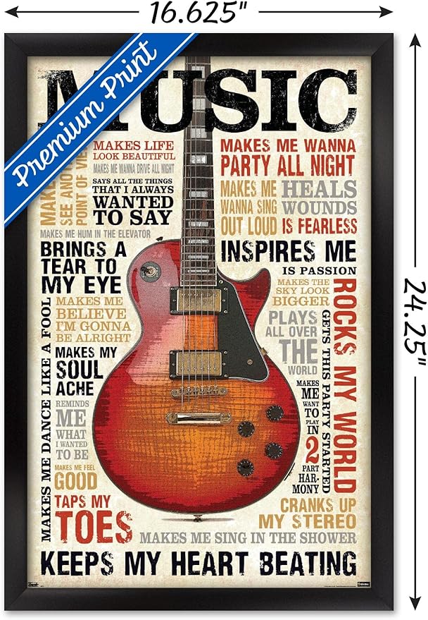 Trends International Music Inspires Me Wall Poster, 14.725" x 22.375", Black Framed Version