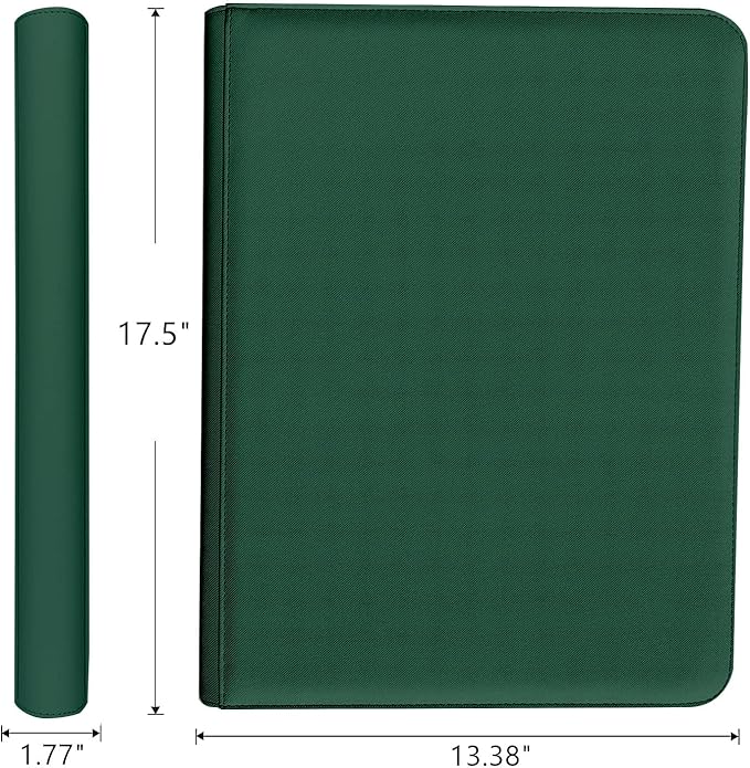 16 Pocket Card Binder, 1000+ Premium Zip Trading Card Binder, Double Sided Pocket Card Binder Album, Ringless Card Folder for MTG, TCG, Sports Card (Green, 16Pockets)