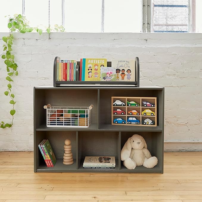 ECR4Kids Streamline 5-Compartment Storage Cabinet, 24in, Classroom Furniture, Grey Wash
