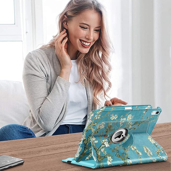 Fintie Rotating Case for iPad (A16) 11th Generation 11 Inch (2025), iPad 10th Generation 10.9 Inch (2022) - [Built-in Pencil Holder] 360 Degree Rotating Protective Stand Cover, Blossom