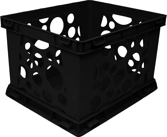 Storex Premium File Crate with Handles – Letter and Legal Document and Folder Storage, Black, 3-Pack (61546A03C)