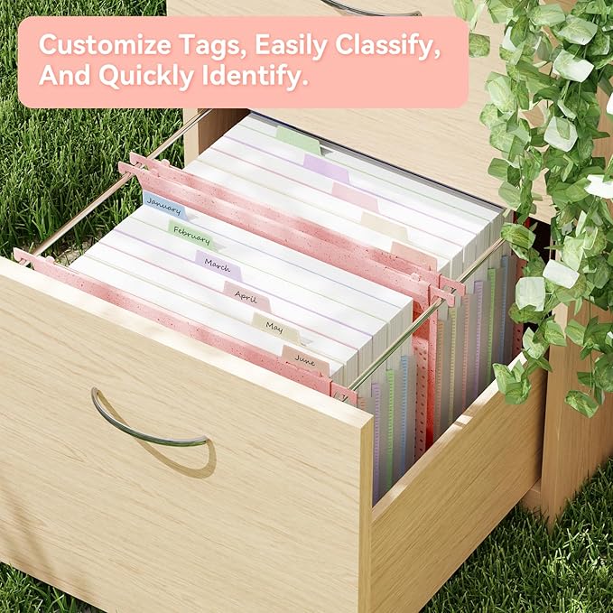 ANSOOK Wheat Straw Expanding Hanging File Folders Letter Size,7 Pockets 1.2" Accordion File Organizer,3 Pack Filing Cabinet Folders,Large Capacity File Folder with Tabs,Pink Hanging File for Frame Box