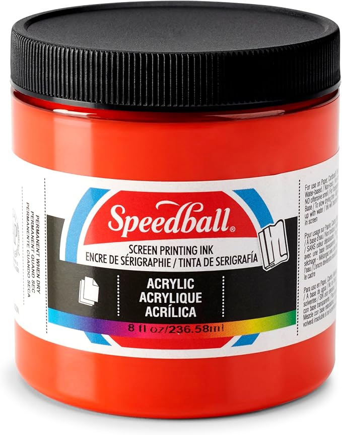 Speedball 004625 Acrylic Screen Printing Ink, 8 fl. oz., Fire Red