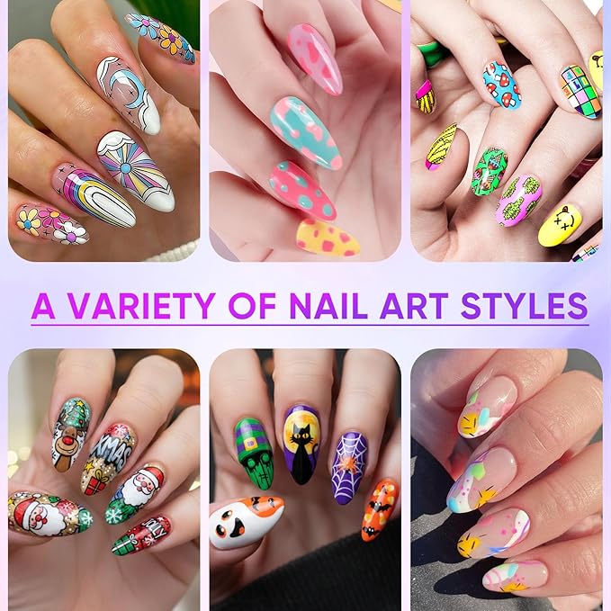 24 Colors Nail Art Pens Set, Nail Art Markers for 3D Nail Art, Nail Art Pens for Painting Nails Art Marker Drawing Painting Liner, Nail Polish Pens for DIY Nail Art Beauty Adorn Manicure Tools(1 Set)