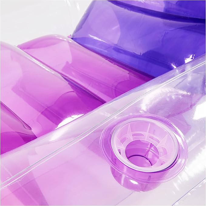 Swimways Dry Float Lounger Pool Float, Translucent Inflatable Recliner Chair for Adults with Fast Inflation, Foot Rest & Cup Holder
