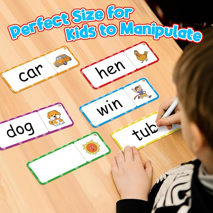 CVC Word Games, Phonics Games Flash Cards, Speech Therapy Toys for Toddlers & Kids, Learn to Read & Spell, Preschool & Kindergarten Learning Activities, Educational Toy