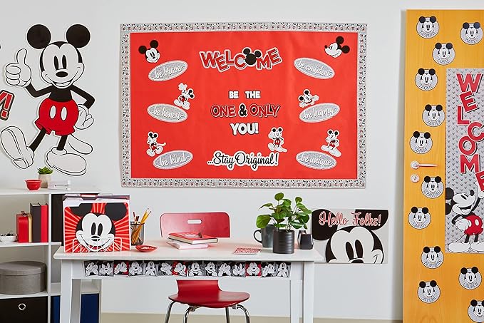 Eureka Disney Retro Mickey Mouse Poses Decorative Classroom and Bulletin Board Trim for Teachers, 2.25" Wide, 12 Strips for 37 Total Feet