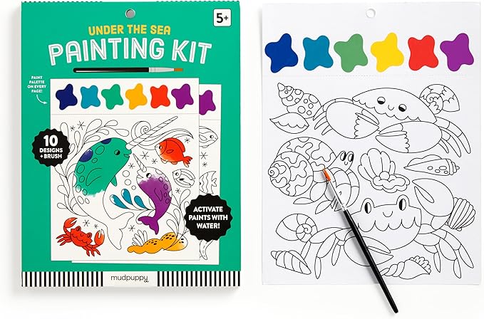 Mudpuppy Under The Sea – Painting Kit with Illustrations of Fun Ocean Designs for Children Ages 5 and Up