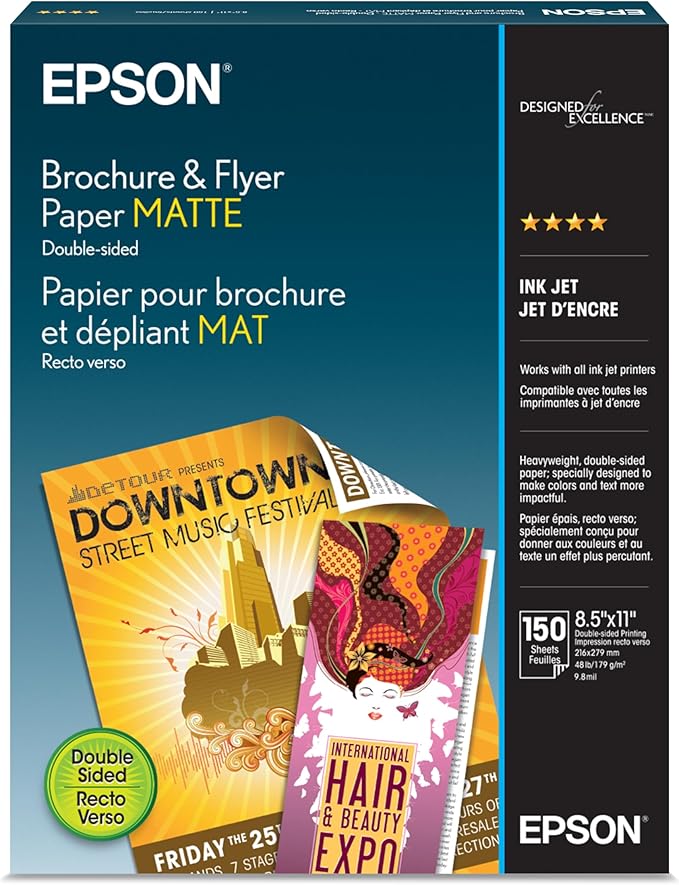 Epson Brochure and Flyer Paper Matte Double-Sided (S042384) 8.5" x 11"