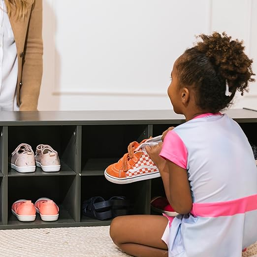 ECR4Kids Streamline 10 Cubby Tray Storage Cabinet, 2x5, Classroom Furniture, Grey Wash