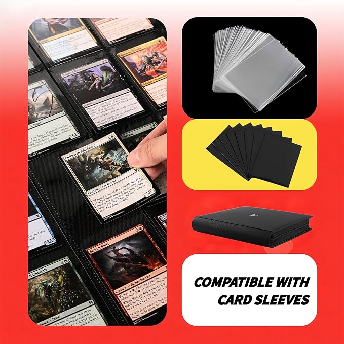 2000 Pockets Trading Card Binder, 20-Pocket Card Ablum Compatible with MTG,Sports Cards & Other Standard Size Trading Card (BLACK)