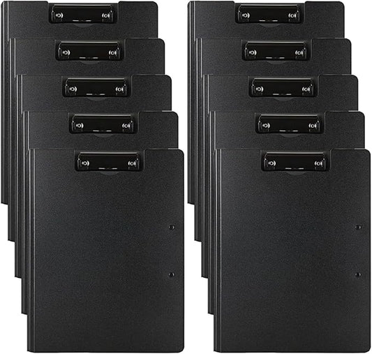 10 Pack Foldable Clipboards, A4 Clipboard Folder, Office Clipboard Folder with Double Clips Metal Clip, Storage Clipboards for Office, School or Medical Field(Black)