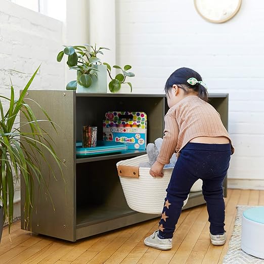 ECR4Kids 5-Compartment Mobile Storage Cabinet, Toddler, Classroom Furniture, Grey Wash