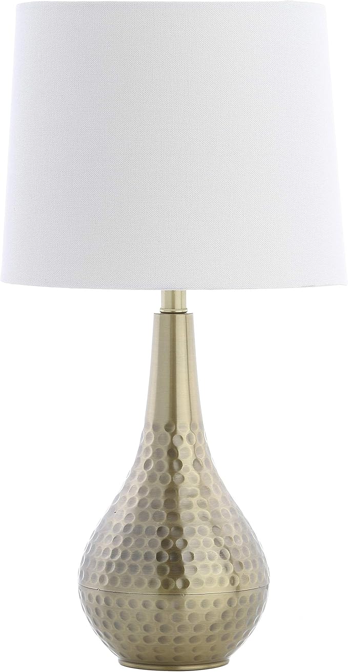 SAFAVIEH Lighting Collection Medford Brass Gold 19-inch Bedroom Living Room Home Office Desk Nightstand Table Lamp (LED Bulb Included)