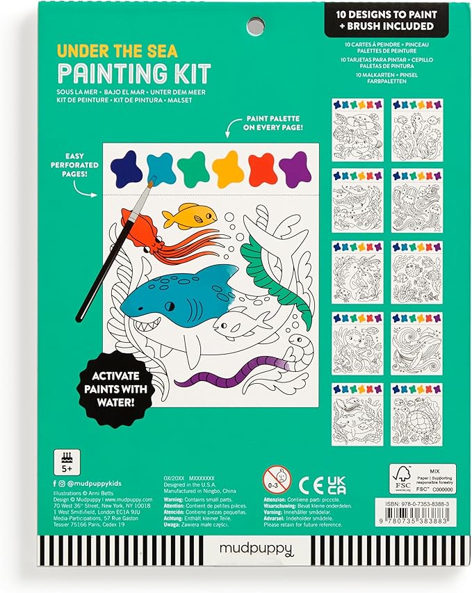 Mudpuppy Under The Sea – Painting Kit with Illustrations of Fun Ocean Designs for Children Ages 5 and Up