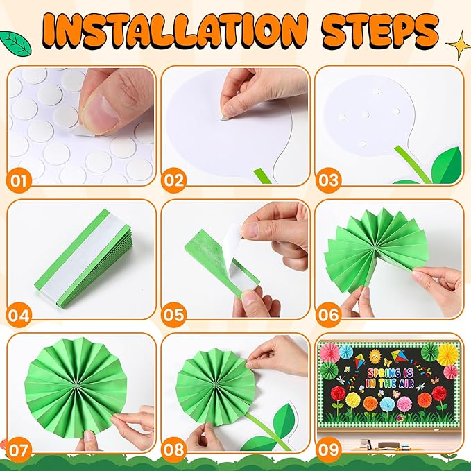 Spring Bulletin Board Decorations Set March Flowers Bulletin Board with 3D Paper Floral Cutouts Classroom Decorations Back to School Wall Decor Party Favor(Spring is in The Air)