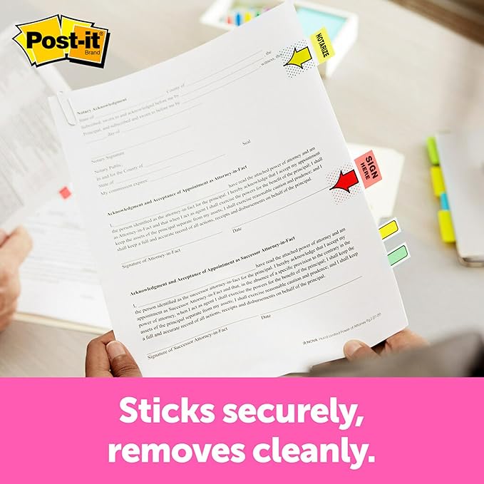 Post-it Sign and Date Flags, 200/Desk Grip Dispenser, 1 Dispenser/Pack, 1 in Wide, Bright Green (680-HVSD)