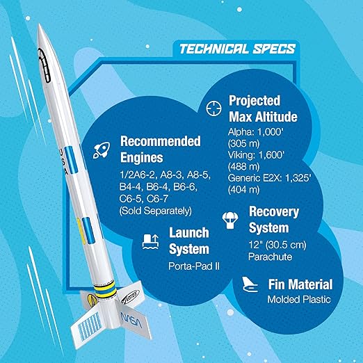 Estes 1753 AVG Bulk Variety Pack of Rocket-Building Kits, Beginner and Intermediate Flying-Rocket-Model Kits for Ages 10+, Includes Viking, Alpha, and EX2 Rockets