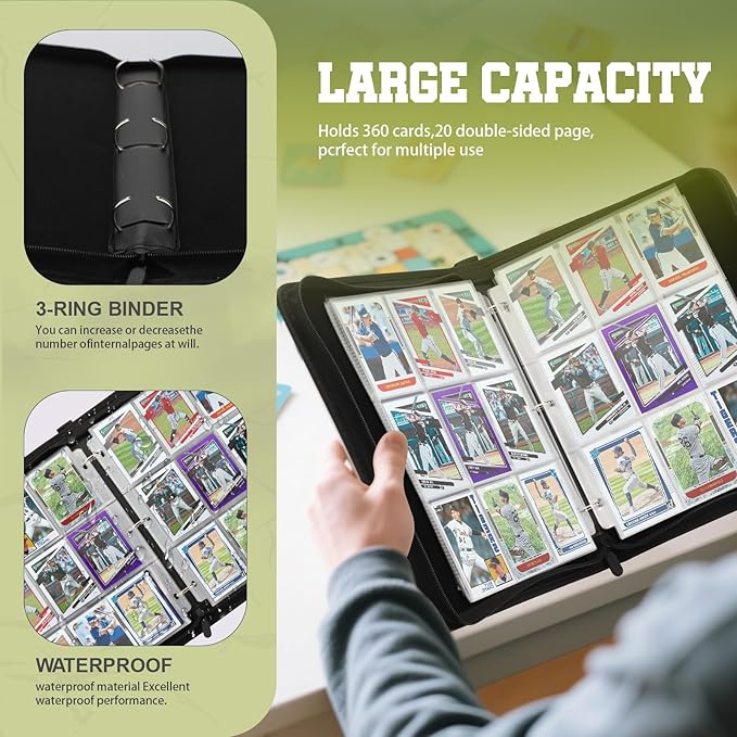 Trading Card Binder with Sleeves 9 Pocket Premium 720 Double Sided Pocket PU Card Collection Binder, Collectible Albums Card Folder for MTG, TCG, Sports Cards